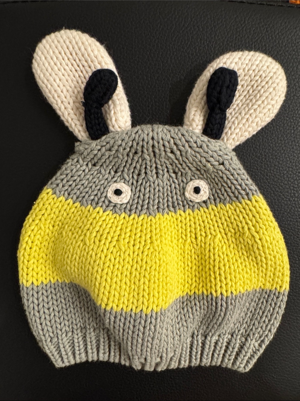 Baby Gap Bumble Bee Knit Beanie - Gray & Yellow